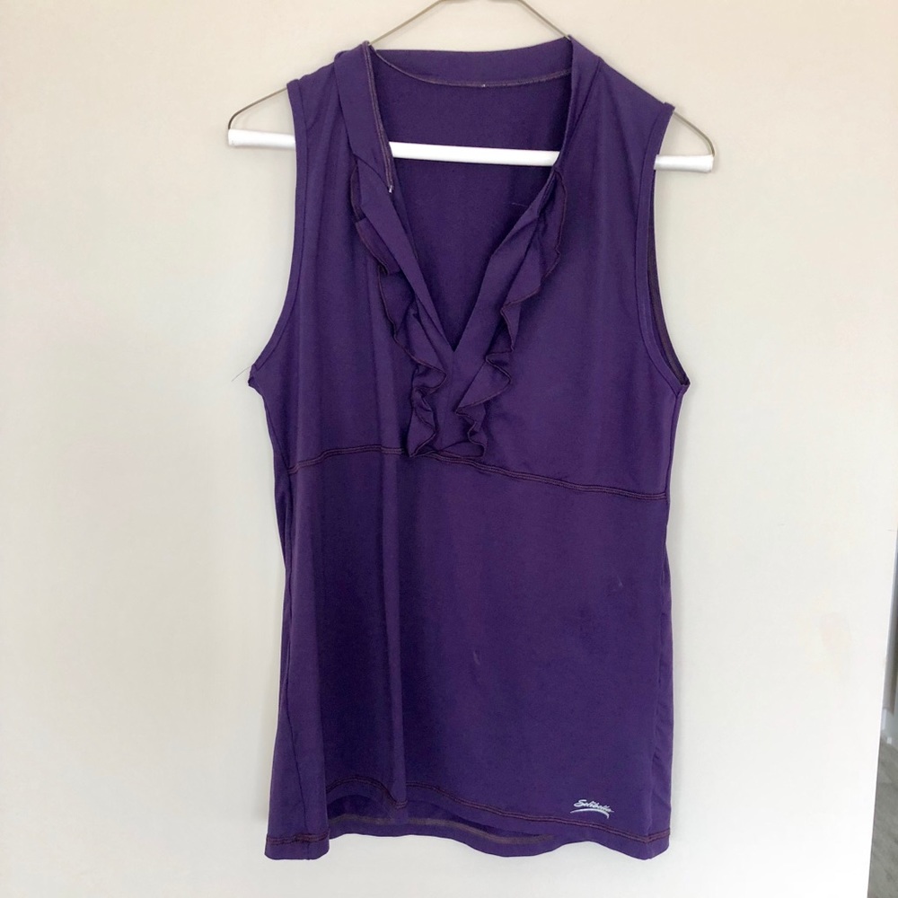 Sofibella Purple Ruffled Workout Top Size Large